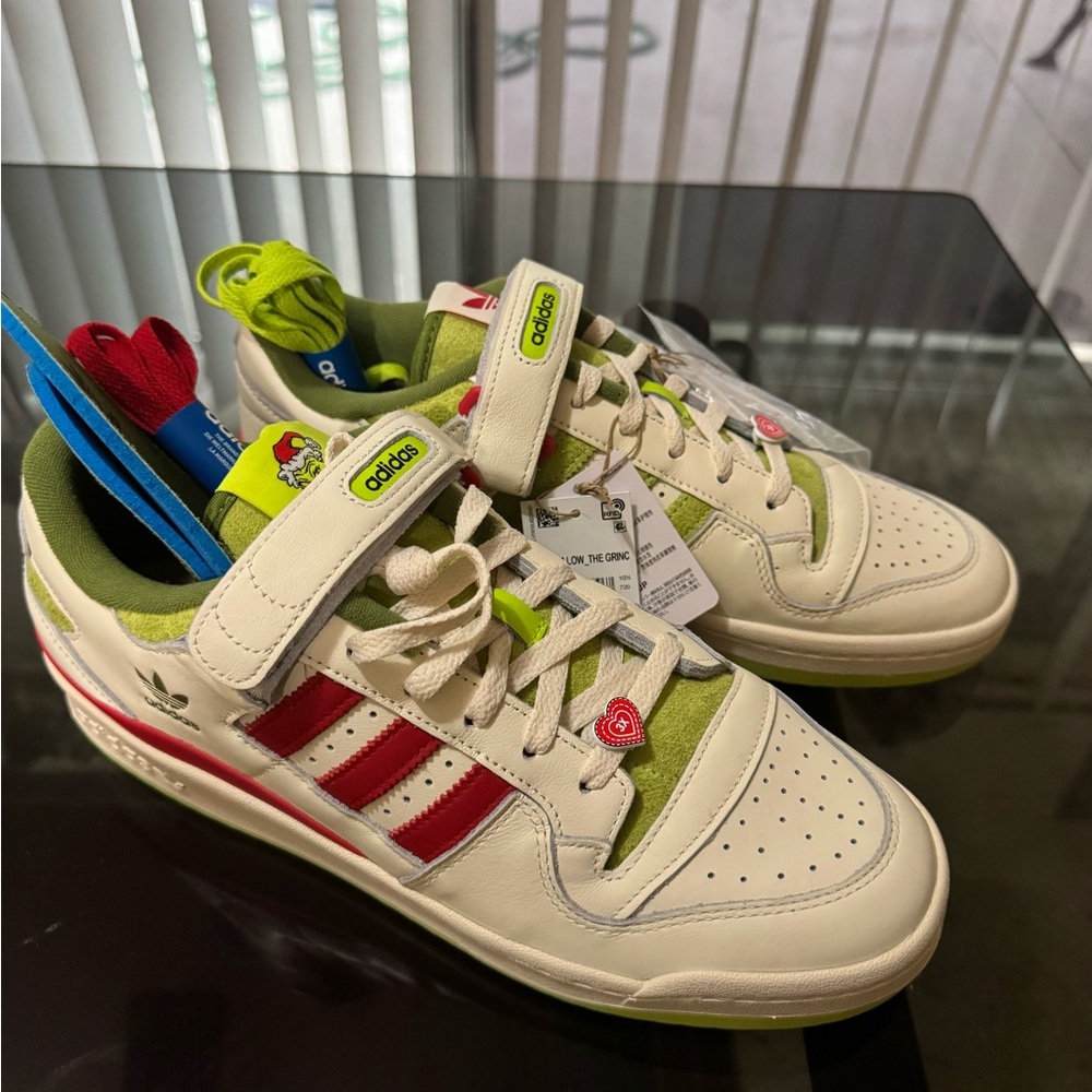 Adidas Cream and Red Retro Sneakers